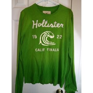 Vintage Distressed‎ Hollister Long Sleeve Graphic T-Shirt Surf Cali Green XL